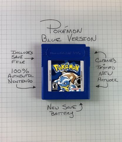 Pokemon Blue (Game Boy Color, 1998) Authentic *NEW BATTERY* w/ Save Game