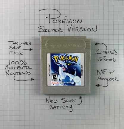 Pokemon Silver (Game Boy Color, 2000) Authentic *NEW BATTERY* & Save Game