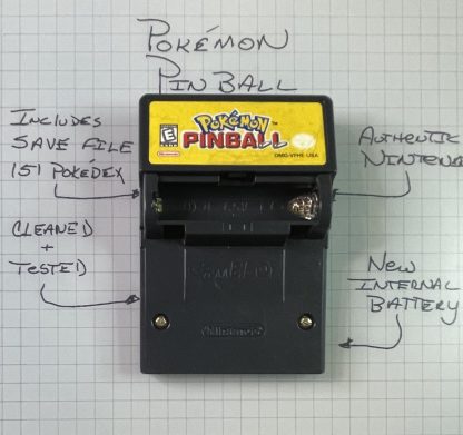 Pokemon Pinball (Game Boy, 1999) Authentic *NEW BATTERY* w/ Full Pokedex