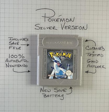 Pokemon Silver (Game Boy Color, 2000) Authentic *NEW BATTERY* & Save Game French