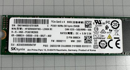 HFS256GD9TNG-L2A0A SK hynix PC601 PCIe Gen3 x4 NVMe 256GB SSD DPN 0988CH - Image 3