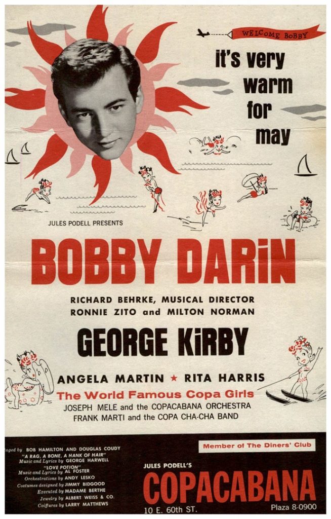 Vintage Copacabana Bobby Darin Flyer 1960’s – GeekGearStore