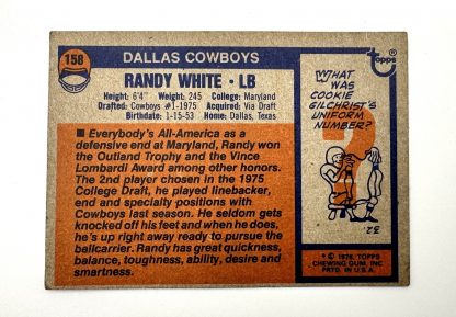 1976 Topps #158 Randy White RC ROOKIE Cowboys - Image 4