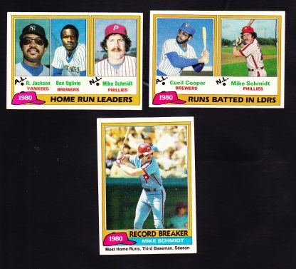 Lot of 3 - 1980 Topps  Mike Schmidt Collection Cards 2, 3, 206