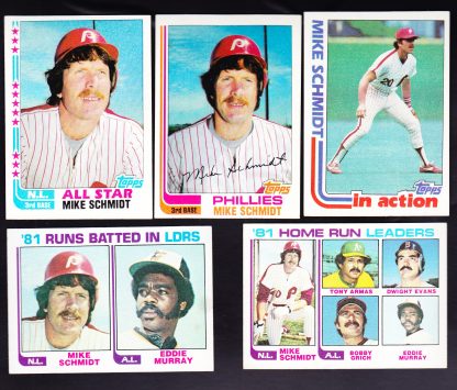 Lot of 5 - 1982 Topps  Mike Schmidt Collection Cards 100,101,162,163,339