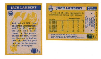 Lot of 2 - 1982 Topps Jack Lambert Card 213 & Card 214 - Image 2