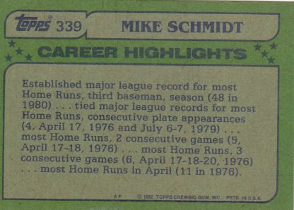 Lot of 5 - 1982 Topps  Mike Schmidt Collection Cards 100,101,162,163,339 - Image 9