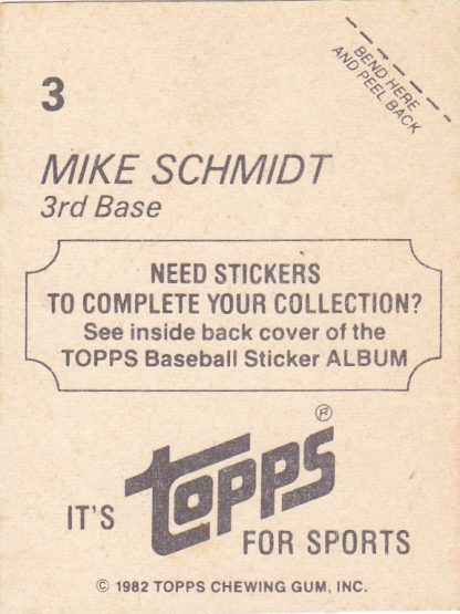 Lot Of 4- 1982 & 1985 Topps Mike Schmidt Baseball Stickers 3, 74, 123, 111 - Image 4