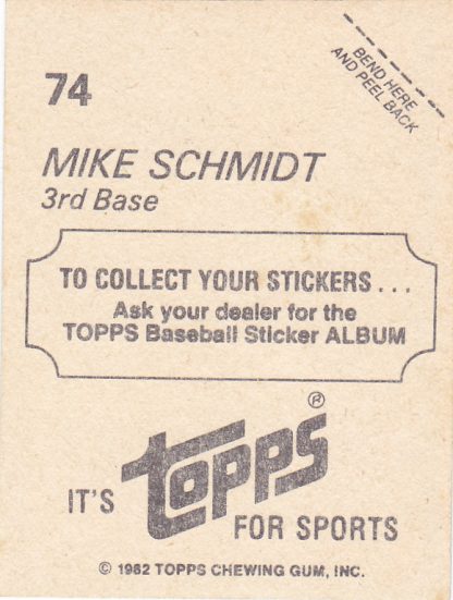 Lot Of 4- 1982 & 1985 Topps Mike Schmidt Baseball Stickers 3, 74, 123, 111 - Image 3