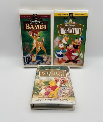 LOT OF 3 - Disney Masterpiece - Bambi, Fun & Fancy Free, Winnie The Pooh (VHS)