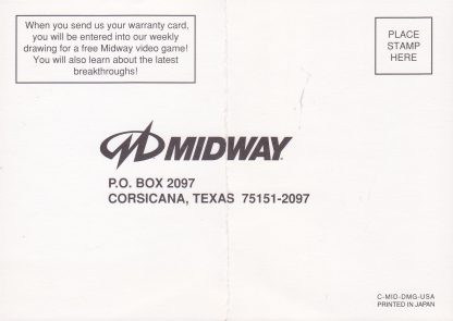 Genuine Nintendo Midway Warranty Card - Game Boy Games