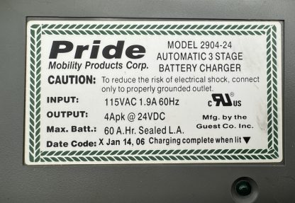 PRIDE MINI JAZZY 2904-24 BATTERY CHARGER 115VAC 24VDC - Image 4