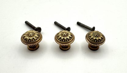 Lot Of 3 Brass Knobs Drawer Cabinet Pulls - Floral Design - Image 2